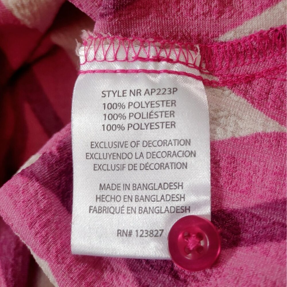Alex & Parker Blouse 3XL Fuchsia Geo Print Top Women’s Shirt Pockets Plus Size - Picture 8 of 9